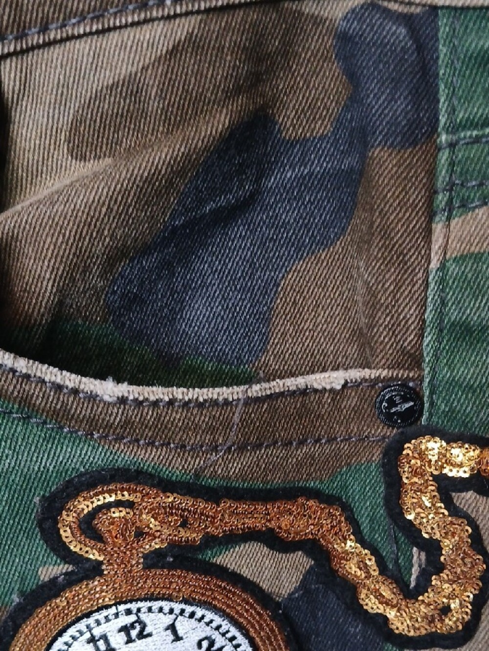 Embellished Camo Cargo Trousers - Green - Picture 7 of 9